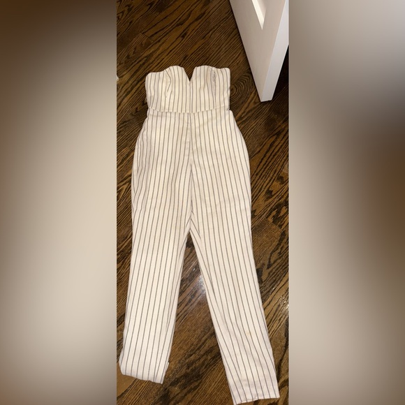 NBD Blue and White Pinstripe Jumpsuit - Picture 2 of 3